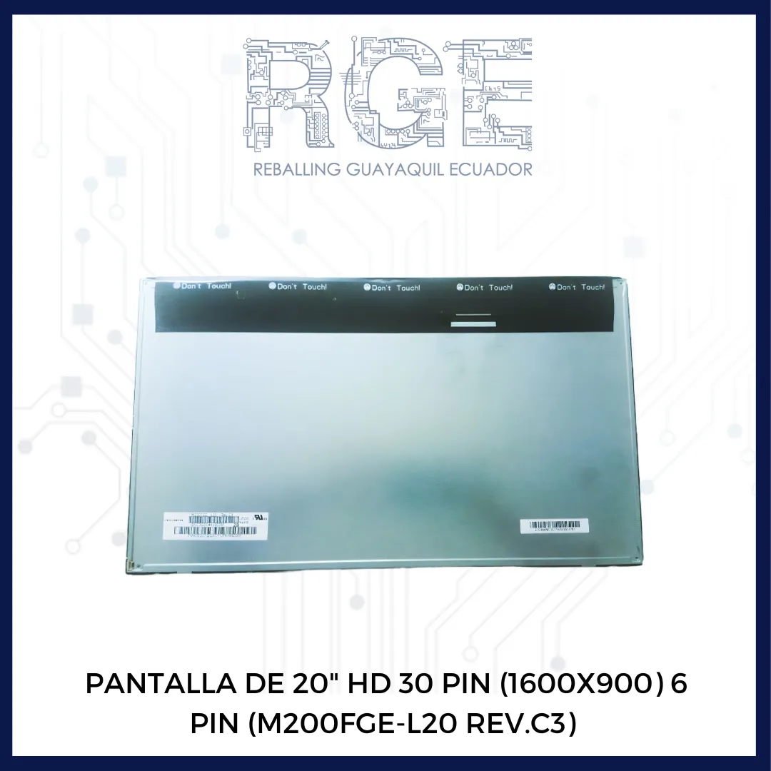 PANTALLA DE 20.0" HD 30 PIN CON BORDES PARA CONEXIÓN LED BACKLIGHT 6 PIN (M200FGE-L20 REV.C3)