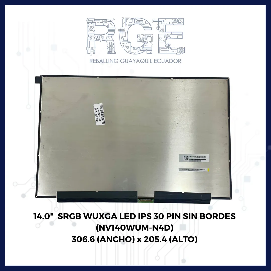 PANTALLA 14.0 SRGB WUXGA LED IPS 30 PIN SIN BORDES (NV140WUM-N4D)